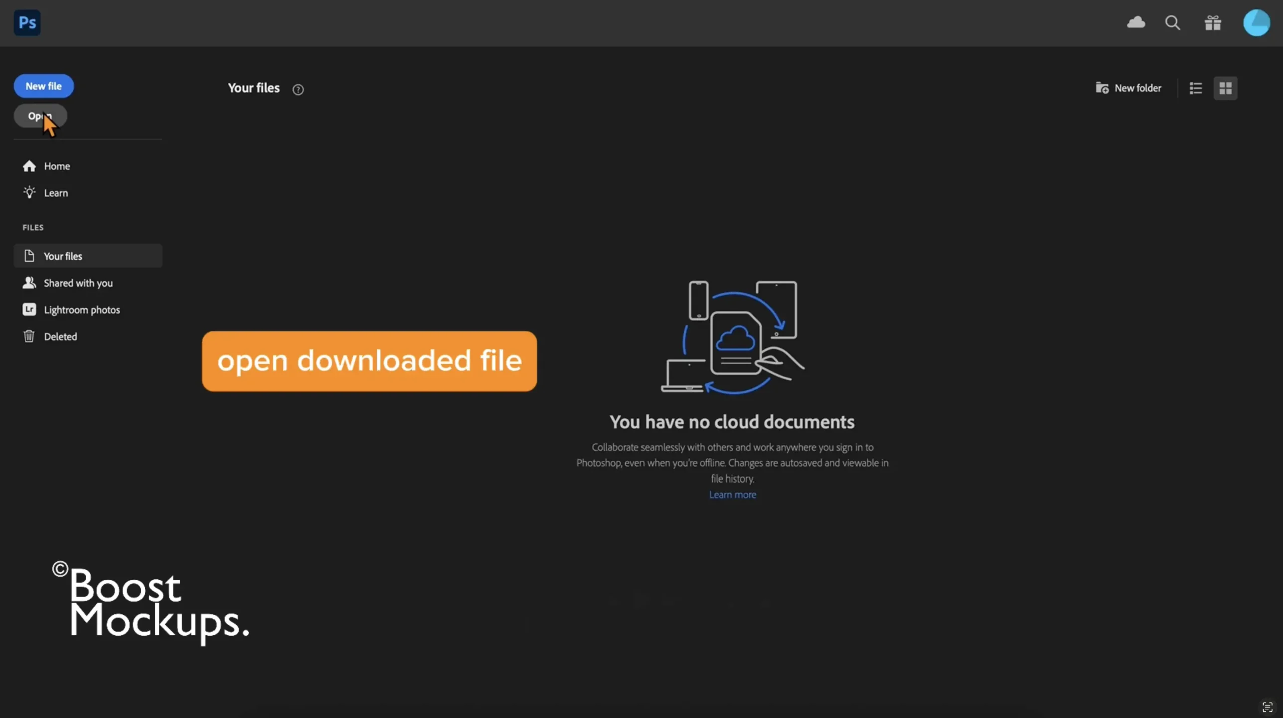 open downloaded file photoshop